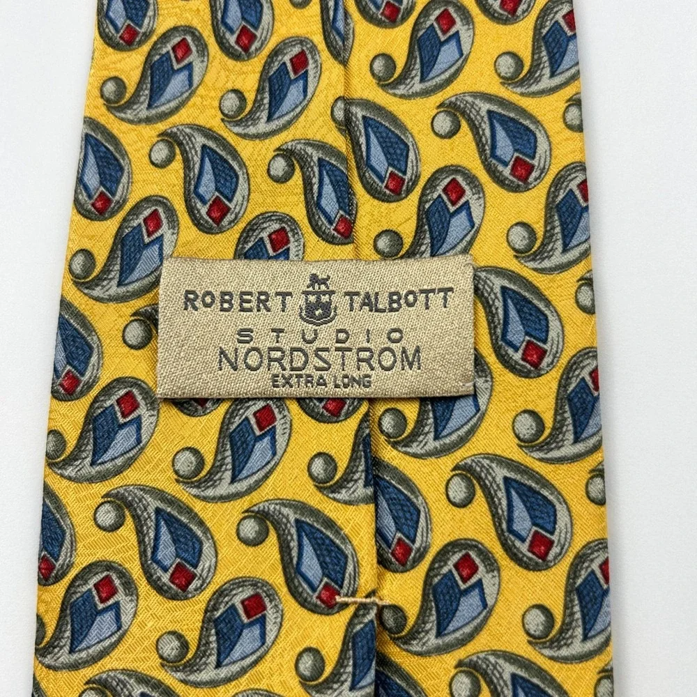Vintage‎ Robert Talbott Studio Nordstrom XL Yellow Paisley Silk Tie USA